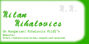 milan mihalovics business card